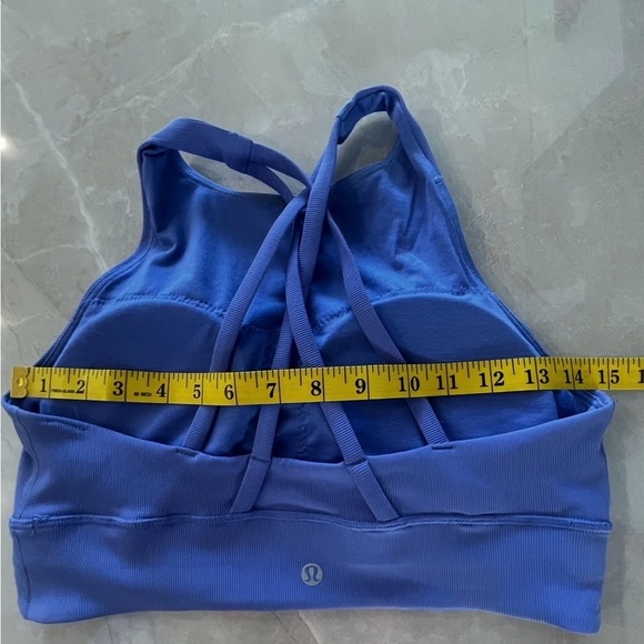 Lululemon Sports Bra Size 10 Purple Blue Med Support Removable Cups Criss Cross - Picture 5 of 7